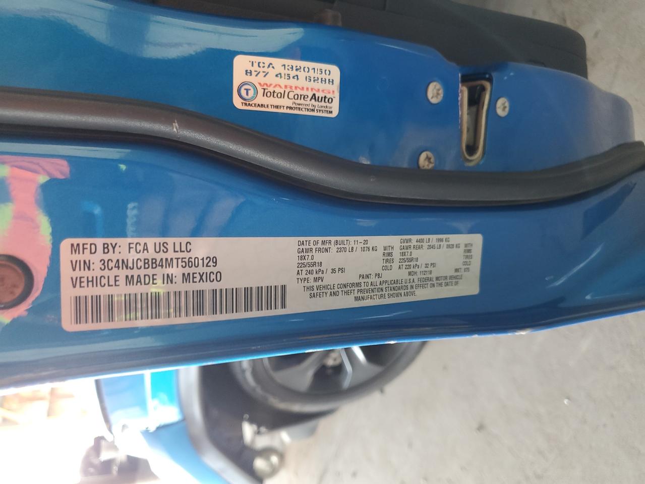 2021 Jeep Compass Latitude VIN: 3C4NJCBB4MT560129 Lot: 83876045