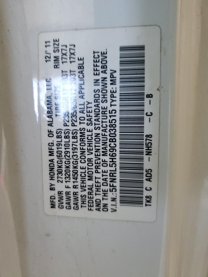 2012 Honda Odyssey Exl VIN: 5FNRL5H69CB038515 Lot: 71883035