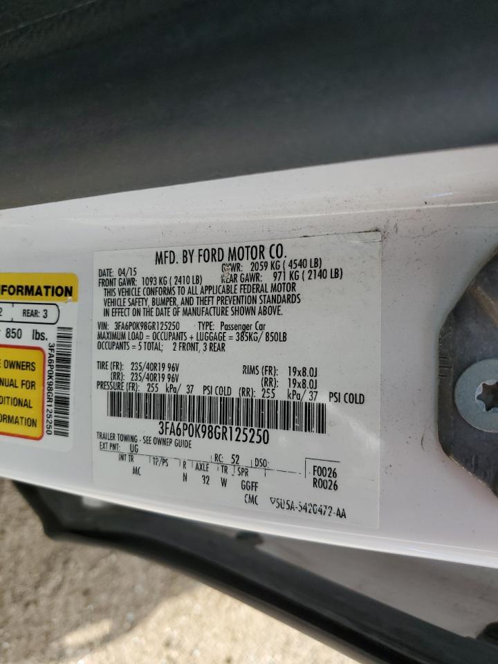 2016 Ford Fusion Titanium VIN: 3FA6P0K98GR125250 Lot: 71992055