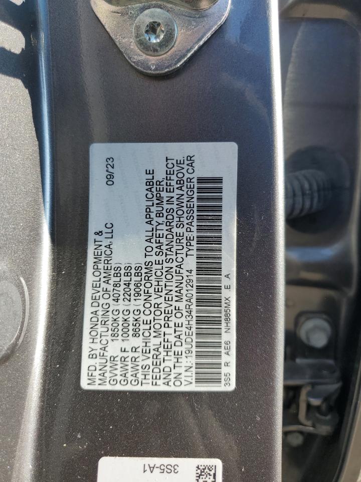 2024 Acura Integra A-Spec VIN: 19UDE4H34RA012914 Lot: 81523115