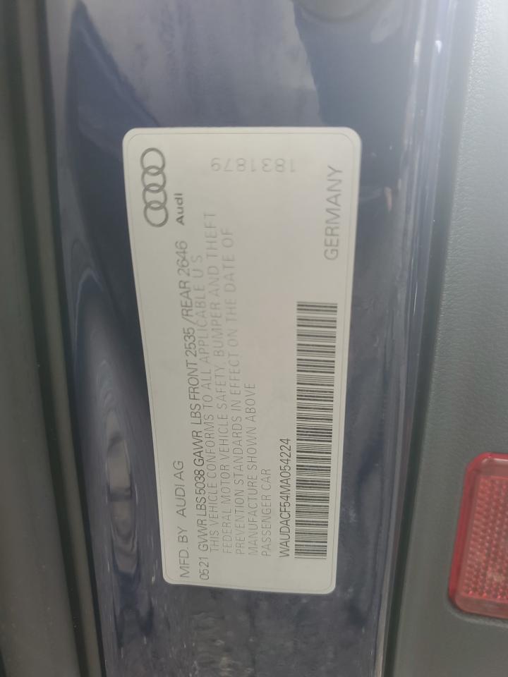 2021 Audi A5 Premium 45 VIN: WAUDACF54MA054224 Lot: 80304335