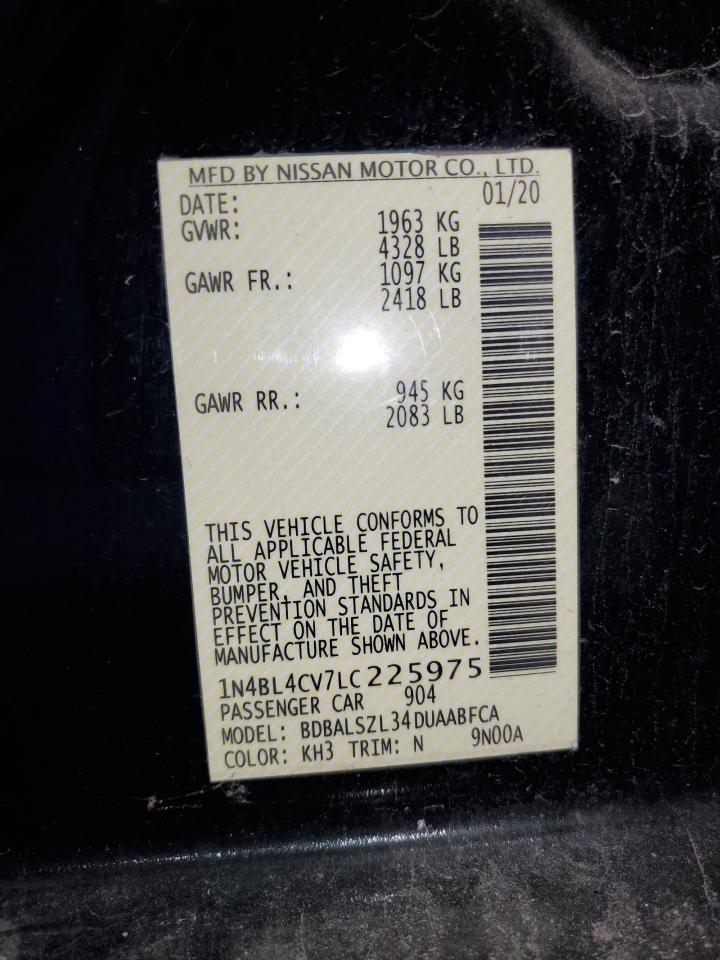 2020 Nissan Altima Sr VIN: 1N4BL4CV7LC225975 Lot: 71298965