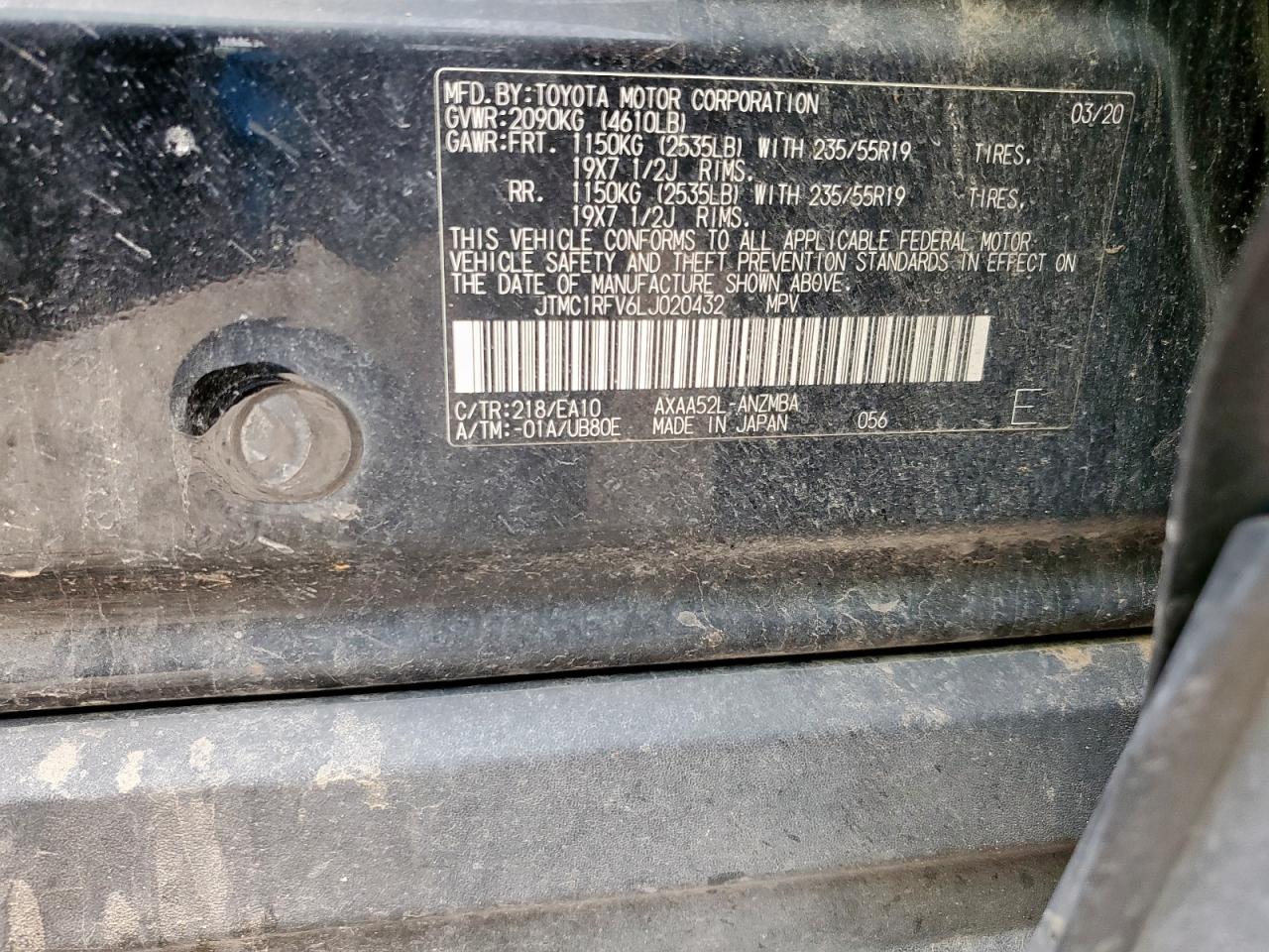 2020 Toyota Rav4 Xle Premium VIN: JTMC1RFV6LJ020432 Lot: 84414795