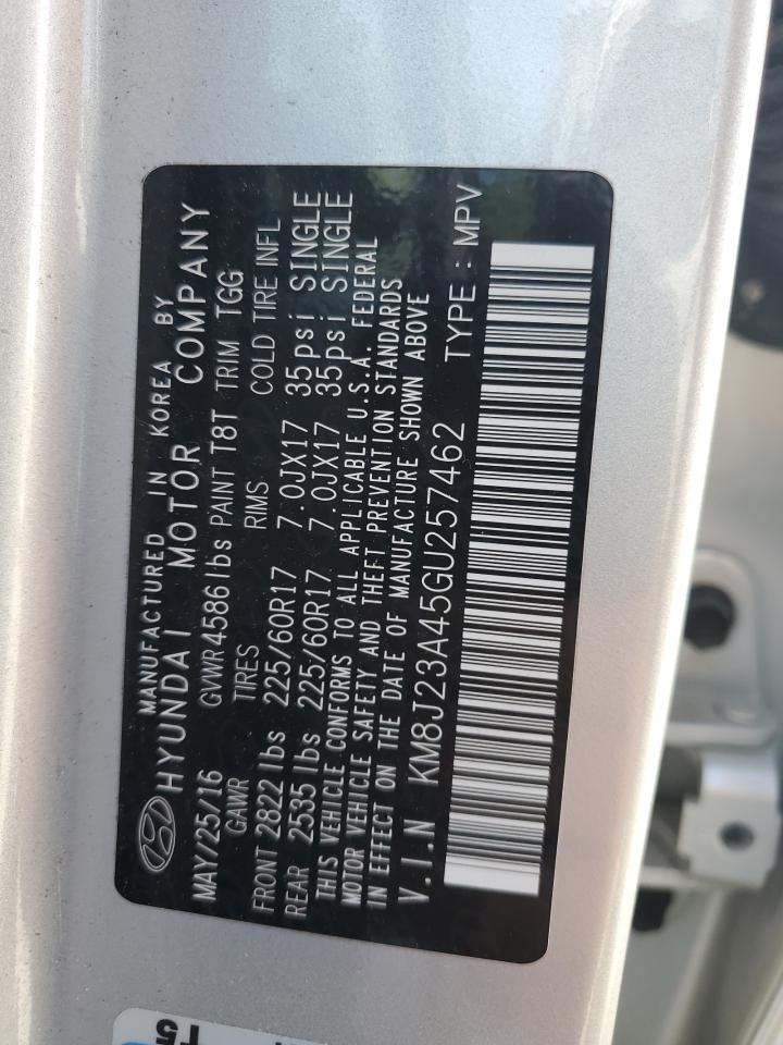 2016 Hyundai Tucson Se VIN: KM8J23A45GU257462 Lot: 71245555