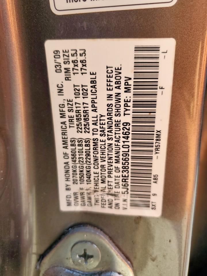 2009 Honda Cr-V Ex VIN: 5J6RE38569L014629 Lot: 71900855