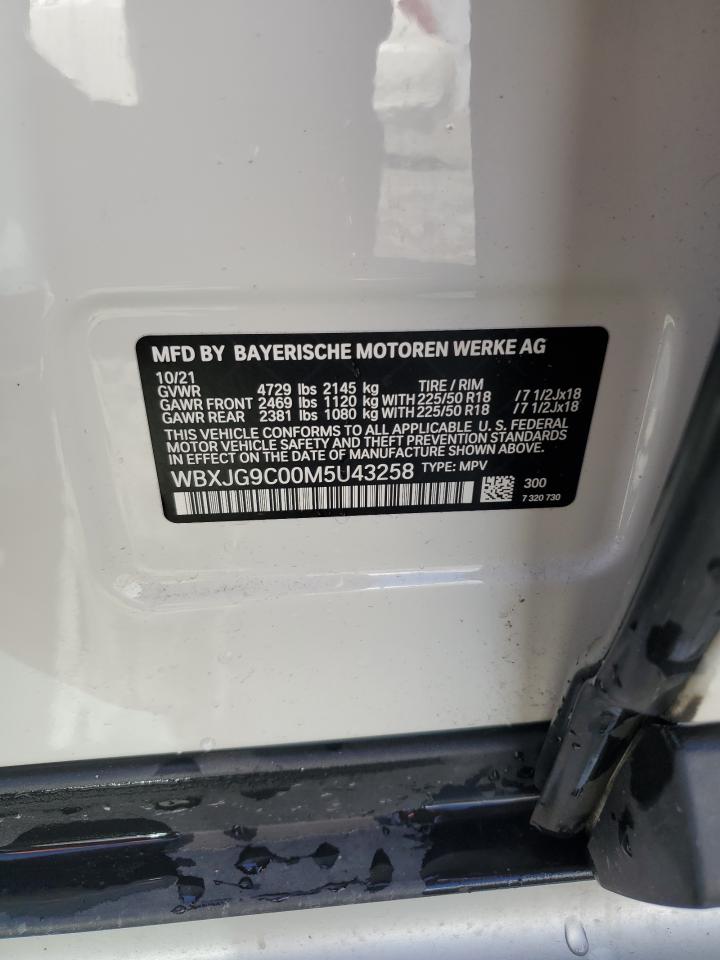 2021 BMW X1 xDrive28I VIN: WBXJG9C00M5U43258 Lot: 70265945