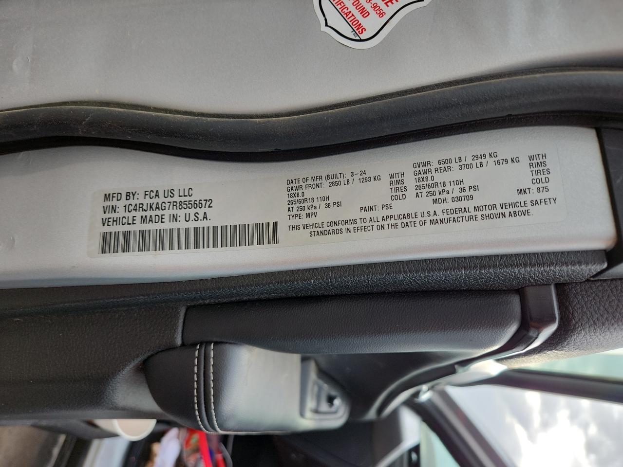 2024 Jeep Grand Cherokee L Laredo VIN: 1C4RJKAG7R8556672 Lot: 71549205