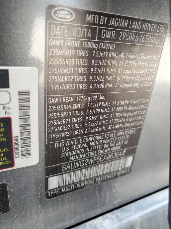 2014 Land Rover Range Rover Sport Se VIN: SALWG2WF5EA363644 Lot: 81086745