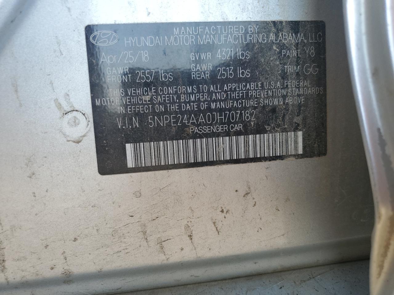 2018 Hyundai Sonata Eco VIN: 5NPE24AA0JH707182 Lot: 81076345