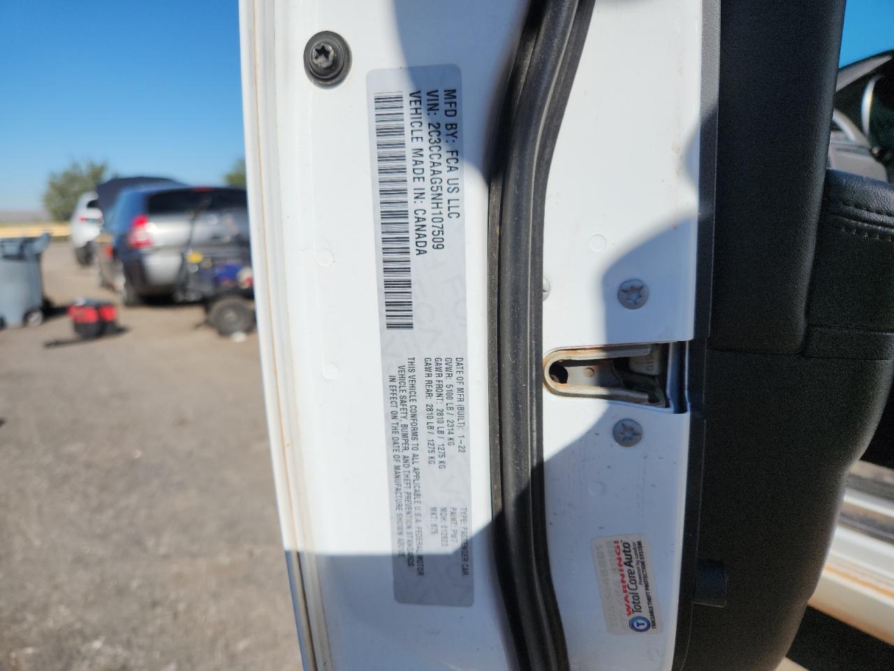 2022 Chrysler 300 Touring VIN: 2C3CCAAG5NH107509 Lot: 84619345