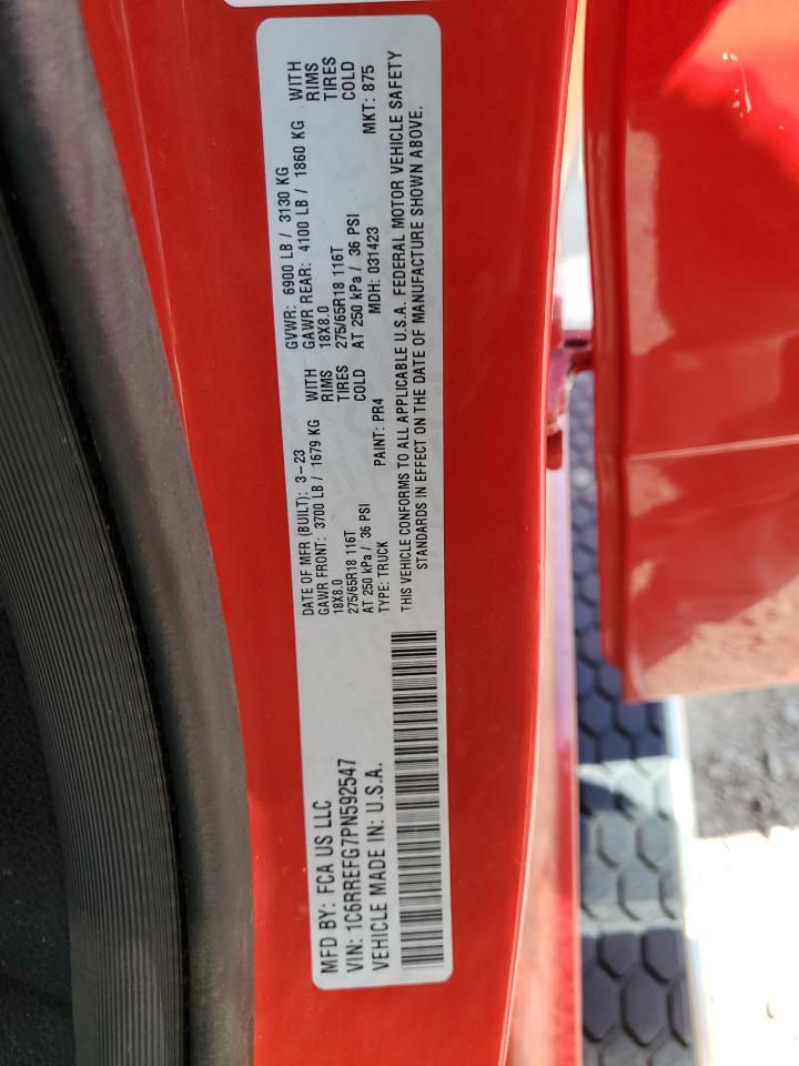 2023 Ram 1500 Big Horn/Lone Star VIN: 1C6RREFG7PN592547 Lot: 70934395