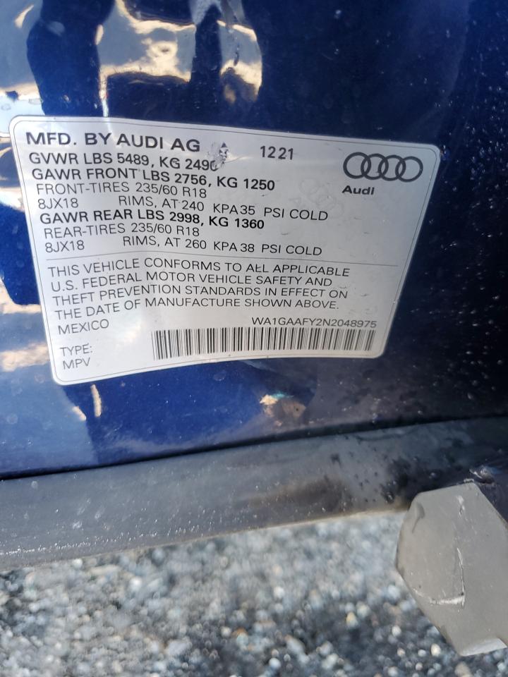 2022 Audi Q5 Premium 45 VIN: WA1GAAFY2N2048975 Lot: 71531725