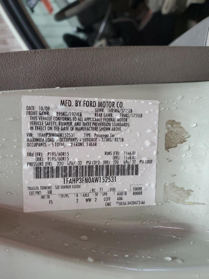 2010 Ford Focus Se VIN: 1FAHP3FN0AW152531 Lot: 82055835