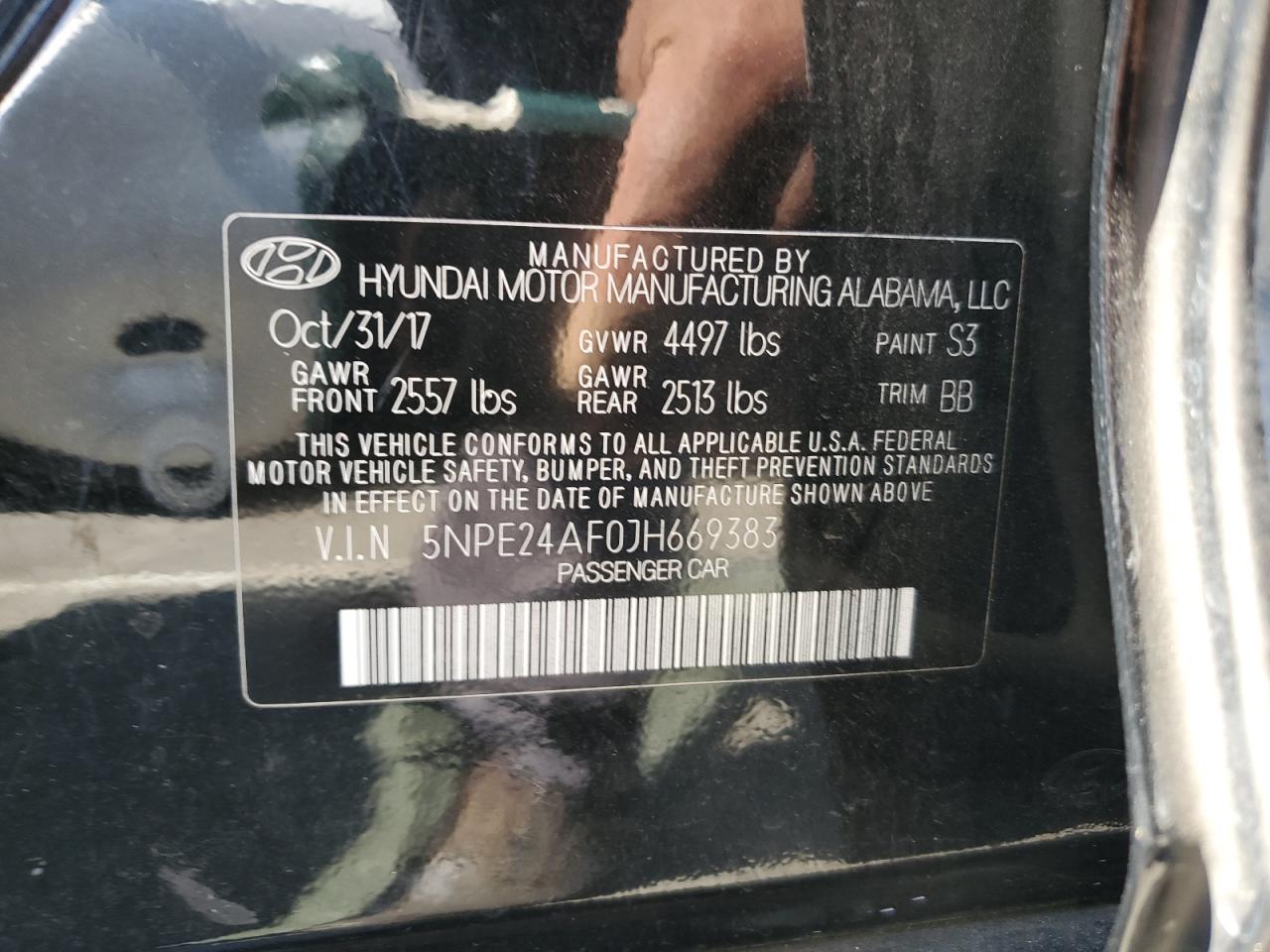 2018 Hyundai Sonata Se VIN: 5NPE24AF0JH669383 Lot: 84471675