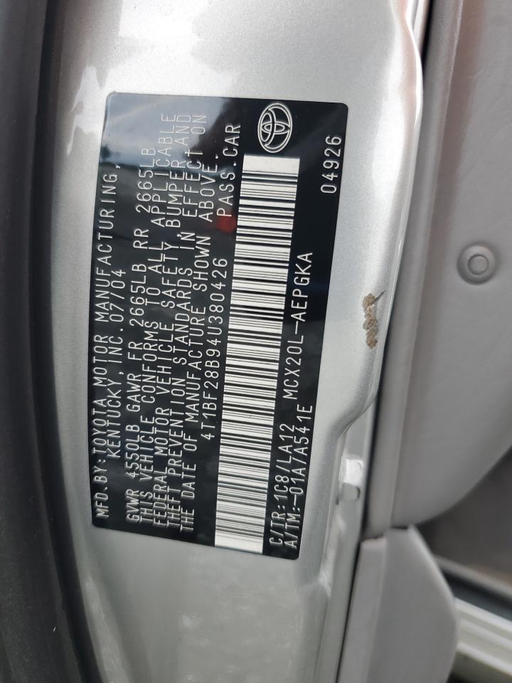 2004 Toyota Avalon Xl VIN: 4T1BF28B94U380426 Lot: 81129755