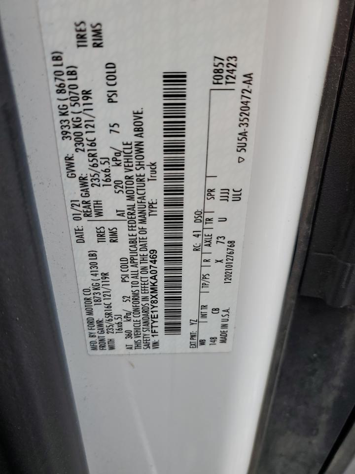 2021 Ford Transit T- - Delivery Van VIN: 1FTYE1Y8XMKA07469 Lot: 82068945