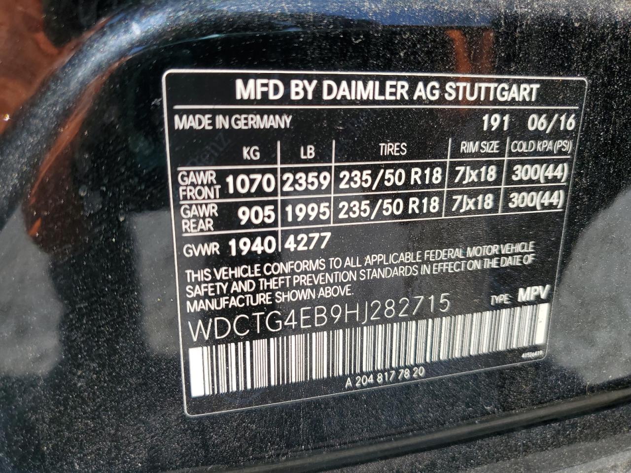 2017 Mercedes-Benz Gla 250 VIN: WDCTG4EB9HJ282715 Lot: 71682045