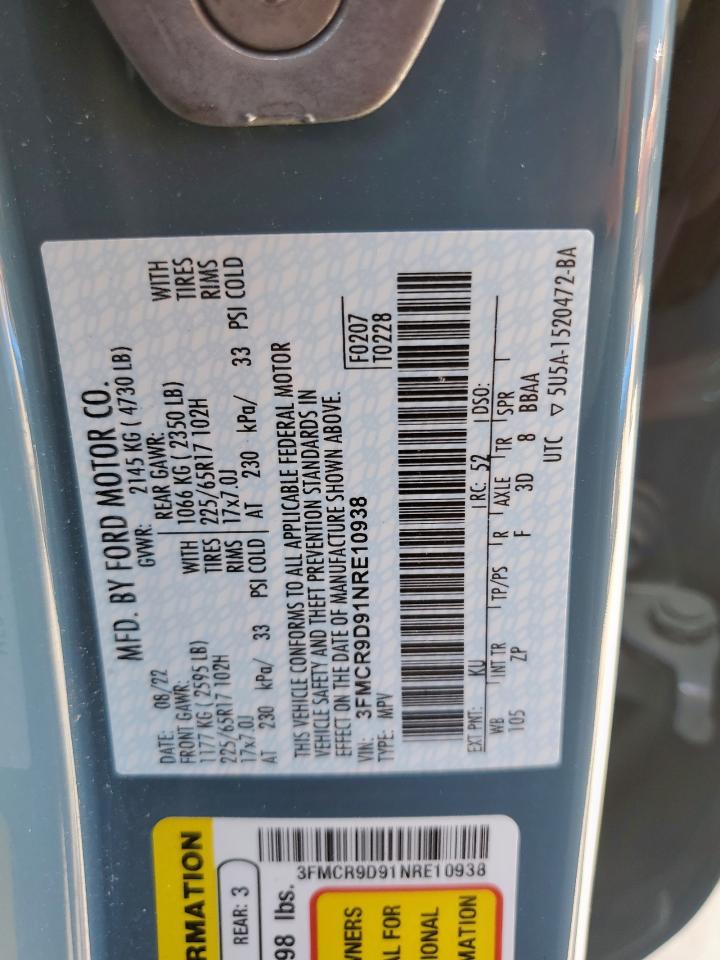 2022 Ford Bronco Sport Badlands VIN: 3FMCR9D91NRE10938 Lot: 81202825