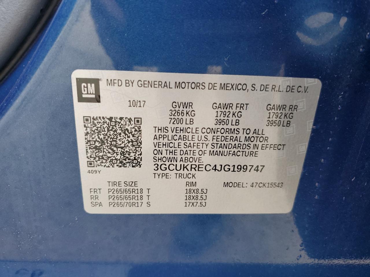 2018 Chevrolet Silverado K1500 Lt VIN: 3GCUKREC4JG199747 Lot: 80365395