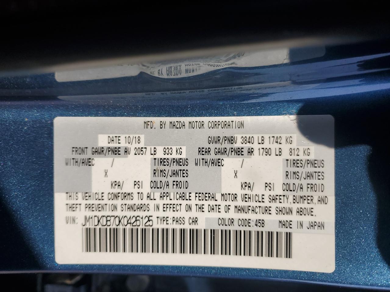 2019 Mazda Cx-3 Sport VIN: JM1DKDB70K0426125 Lot: 81481315