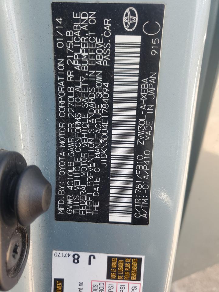 2014 Toyota Prius VIN: JTDKN3DU4E1784094 Lot: 81730945