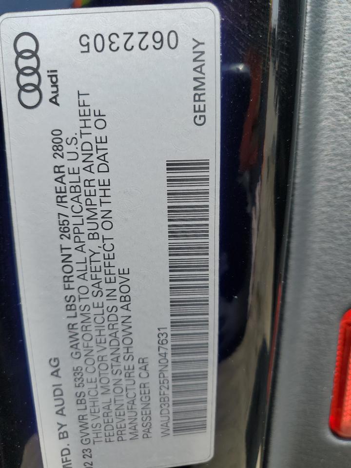 2023 Audi A6 Premium VIN: WAUD3BF25PN047631 Lot: 80520935