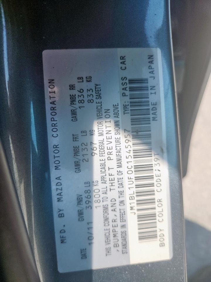 2012 Mazda 3 I VIN: JM1BL1UF0C1545957 Lot: 71543775