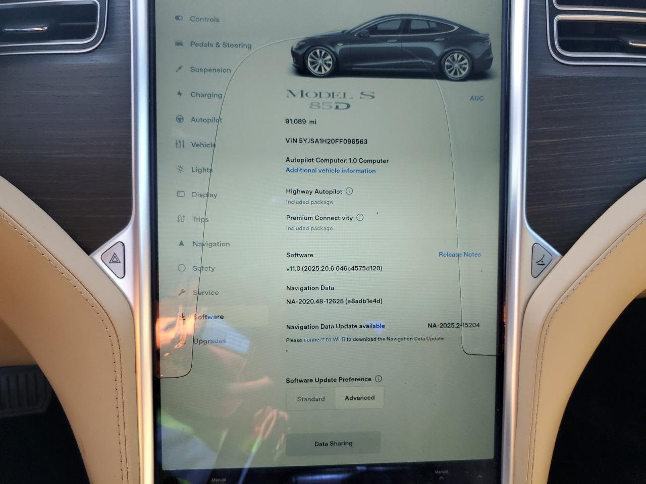 2015 Tesla Model S 85D VIN: 5YJSA1H20FF096563 Lot: 82091275