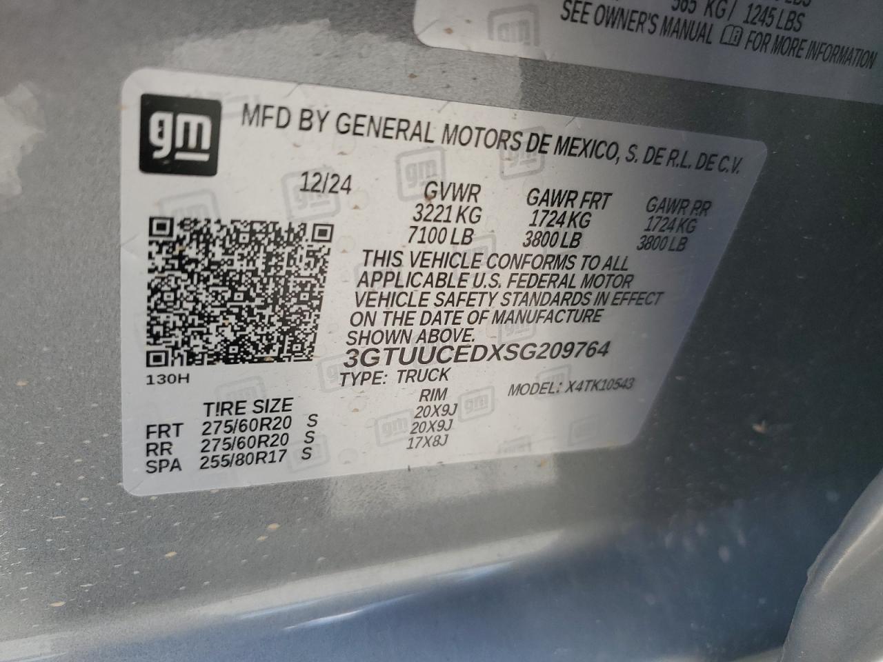 2025 GMC Sierra K1500 Elevation VIN: 3GTUUCEDXSG209764 Lot: 71233415