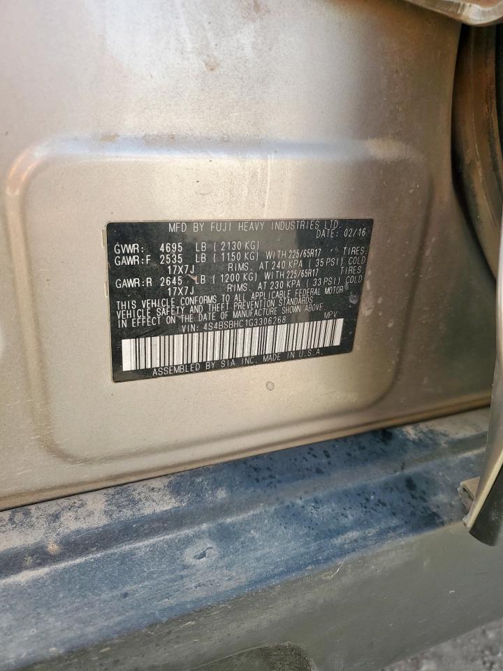 2016 Subaru Outback 2.5I Premium VIN: 4S4BSBHC1G3306268 Lot: 81888895