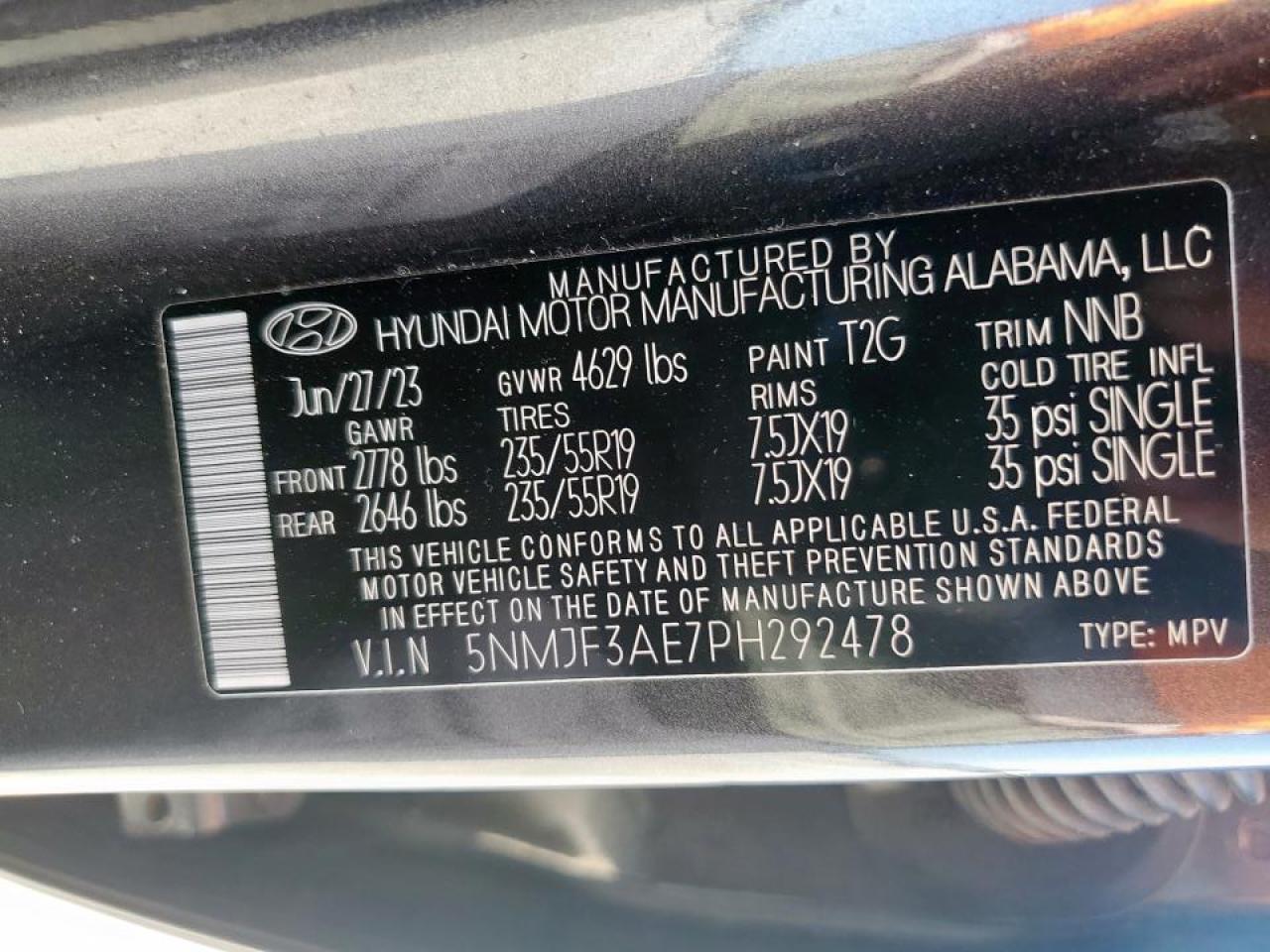 2023 Hyundai Tucson Sel VIN: 5NMJF3AE7PH292478 Lot: 80690595