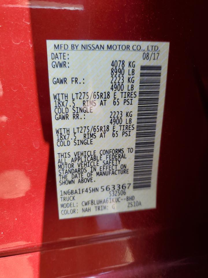 2017 Nissan Titan Xd Sl VIN: 1N6BA1F45HN563367 Lot: 81561295