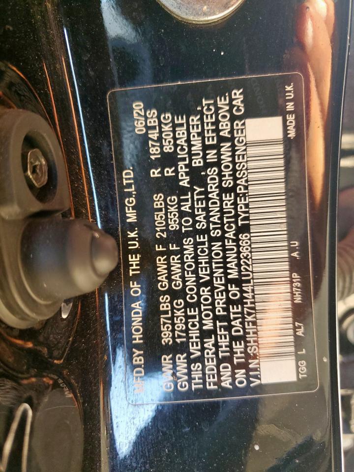 2020 Honda Civic Sport VIN: SHHFK7H44LU223666 Lot: 71284565