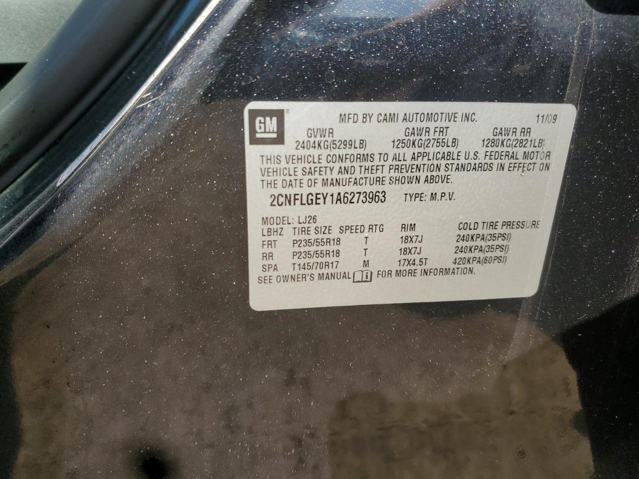 2010 Chevrolet Equinox Ltz VIN: 2CNFLGEY1A6273963 Lot: 81459595