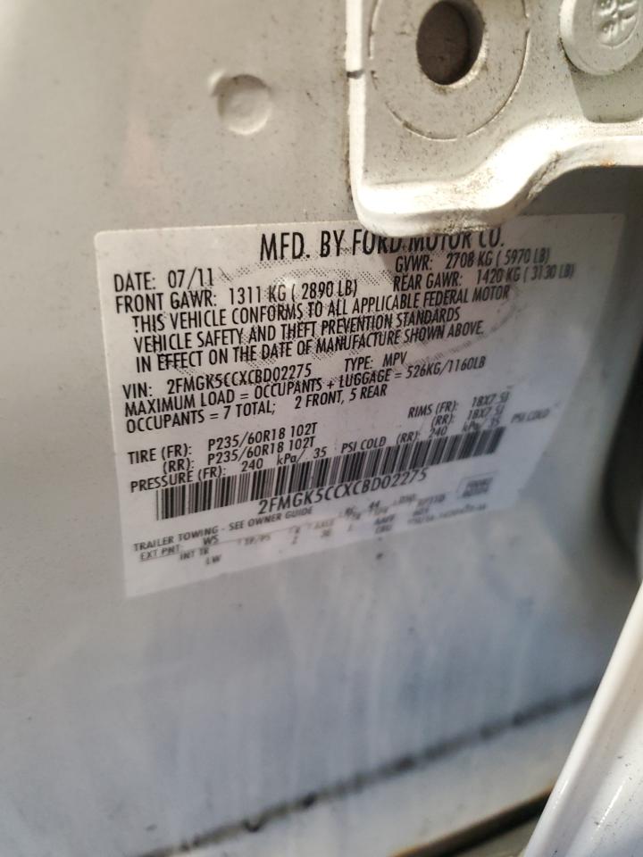 2012 Ford Flex Sel VIN: 2FMGK5CCXCBD02275 Lot: 80195225