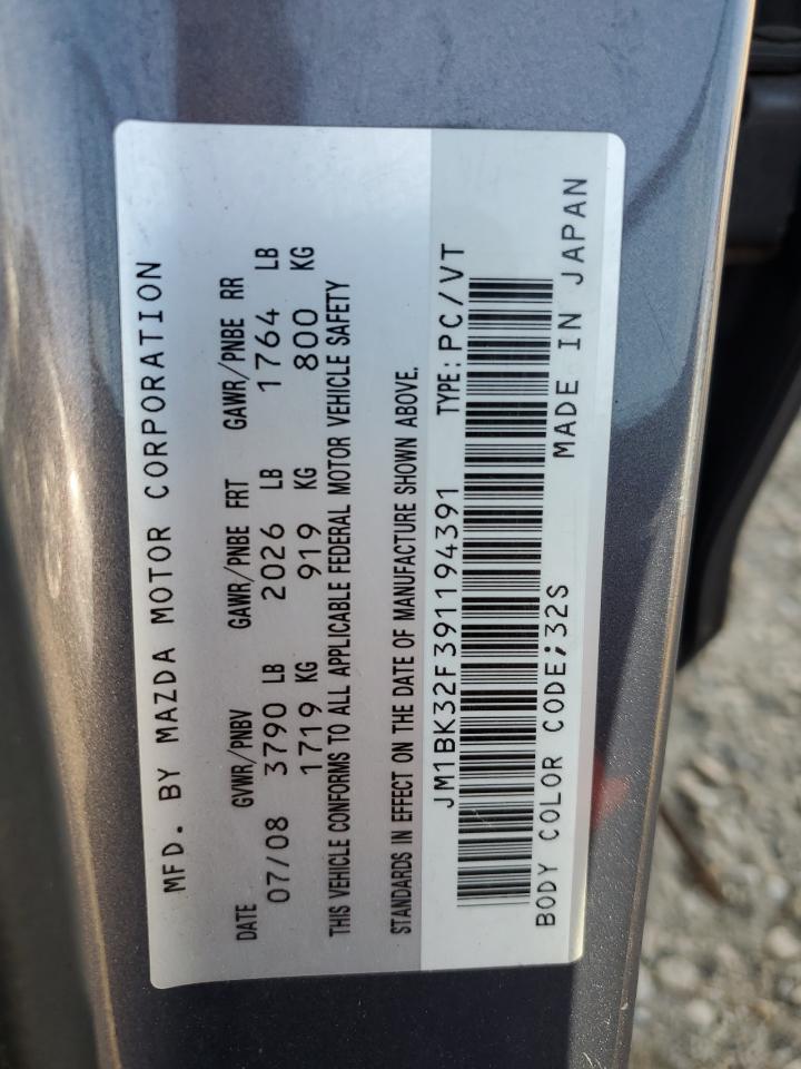 2009 Mazda 3 I VIN: JM1BK32F391194391 Lot: 71162475