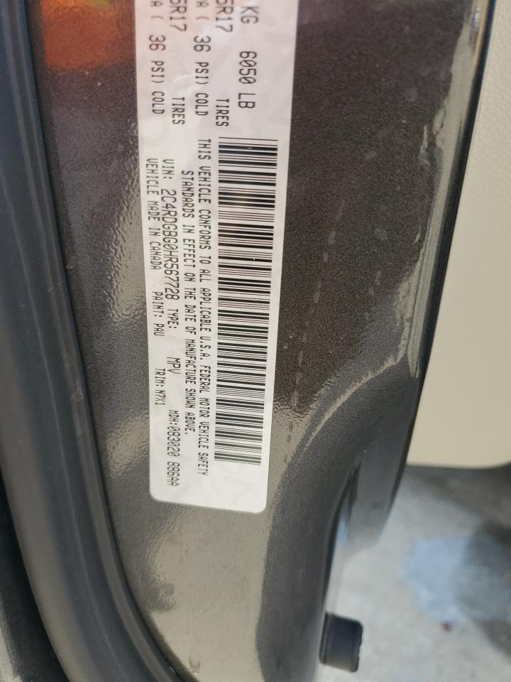 2017 Dodge Grand Caravan Se VIN: 2C4RDGBG0HR567728 Lot: 72026925