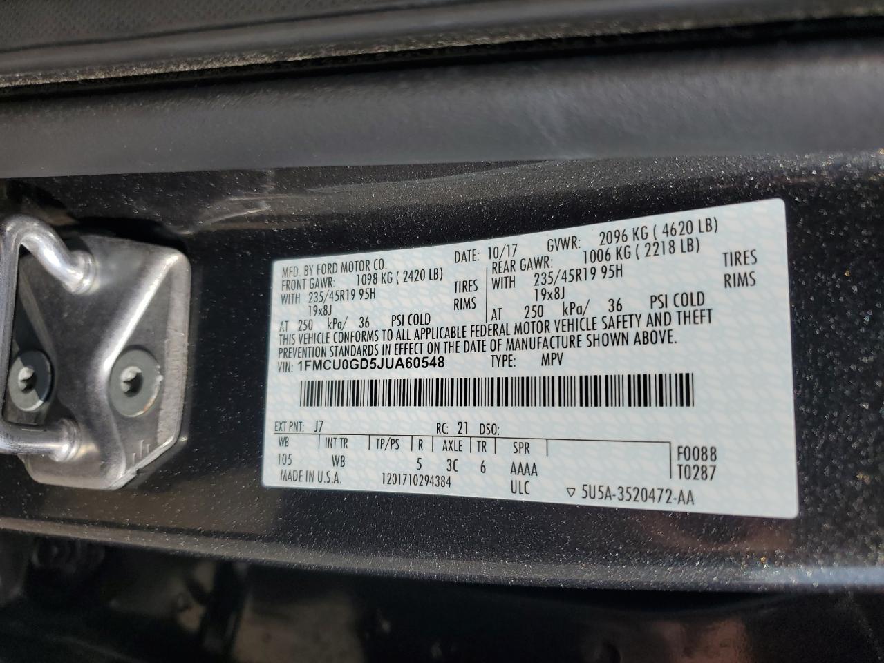 2018 Ford Escape Se VIN: 1FMCU0GD5JUA60548 Lot: 80871605