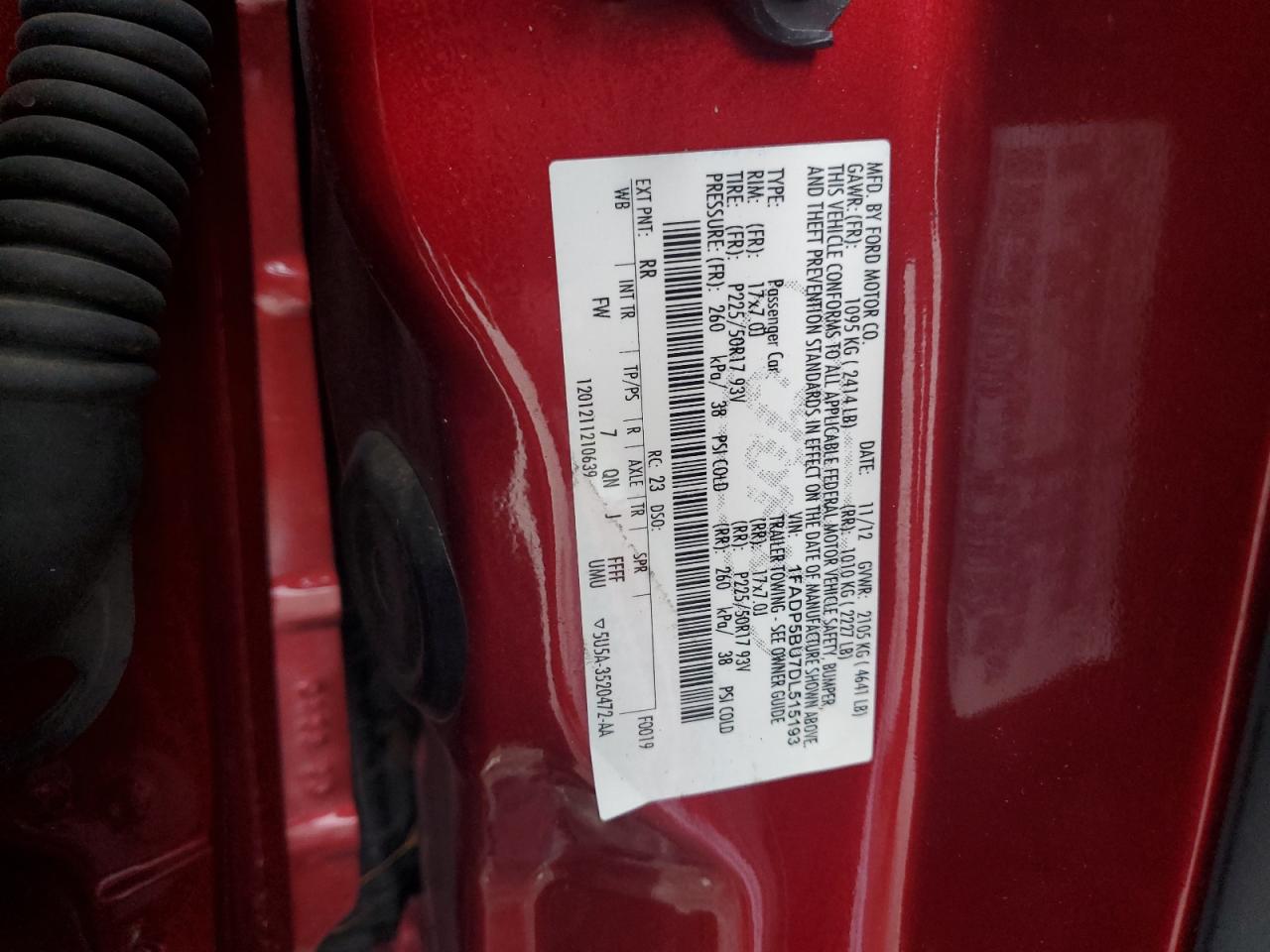 2013 Ford C-Max Sel VIN: 1FADP5BU7DL515193 Lot: 83820585