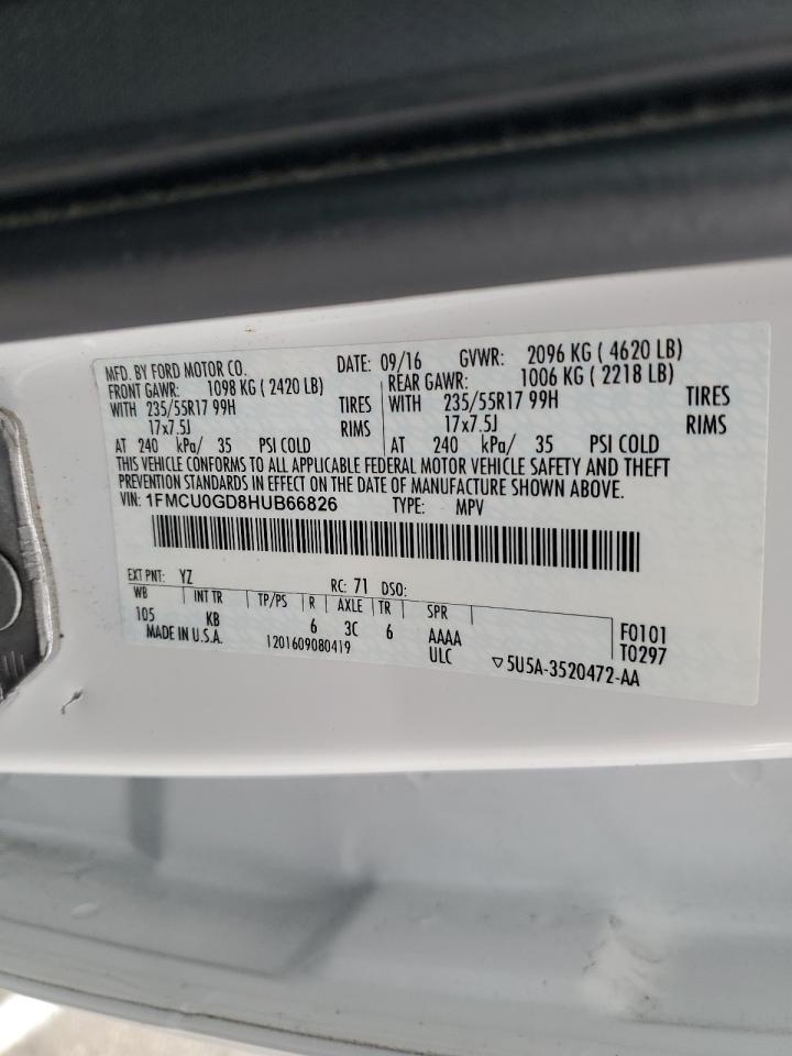 2017 Ford Escape Se VIN: 1FMCU0GD8HUB66826 Lot: 80358715