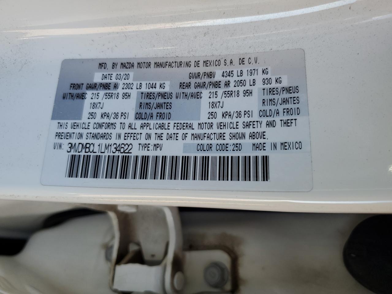 2020 Mazda Cx-30 Select VIN: 3MVDMBCL1LM134622 Lot: 81850075
