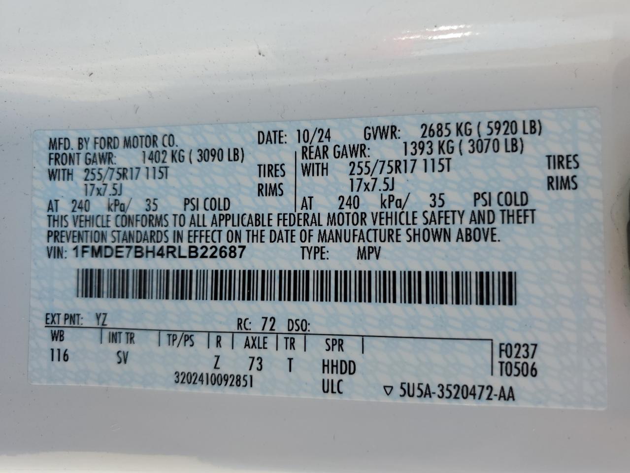 2024 Ford Bronco Big Bend VIN: 1FMDE7BH4RLB22687 Lot: 81155655