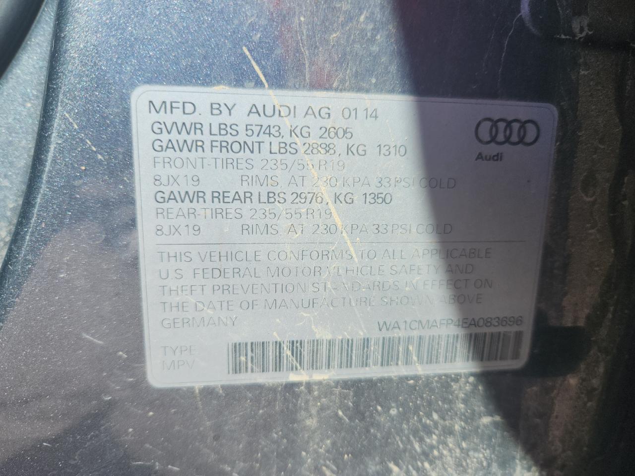 2014 Audi Q5 Tdi Premium Plus VIN: WA1CMAFP4EA083696 Lot: 81644635