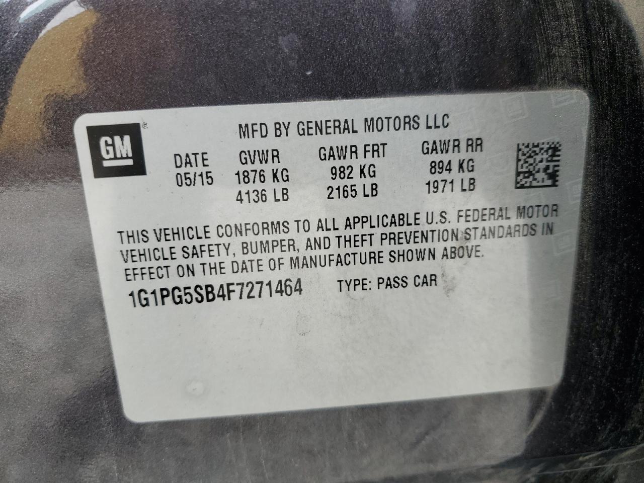 2015 Chevrolet Cruze Ltz VIN: 1G1PG5SB4F7271464 Lot: 81718815