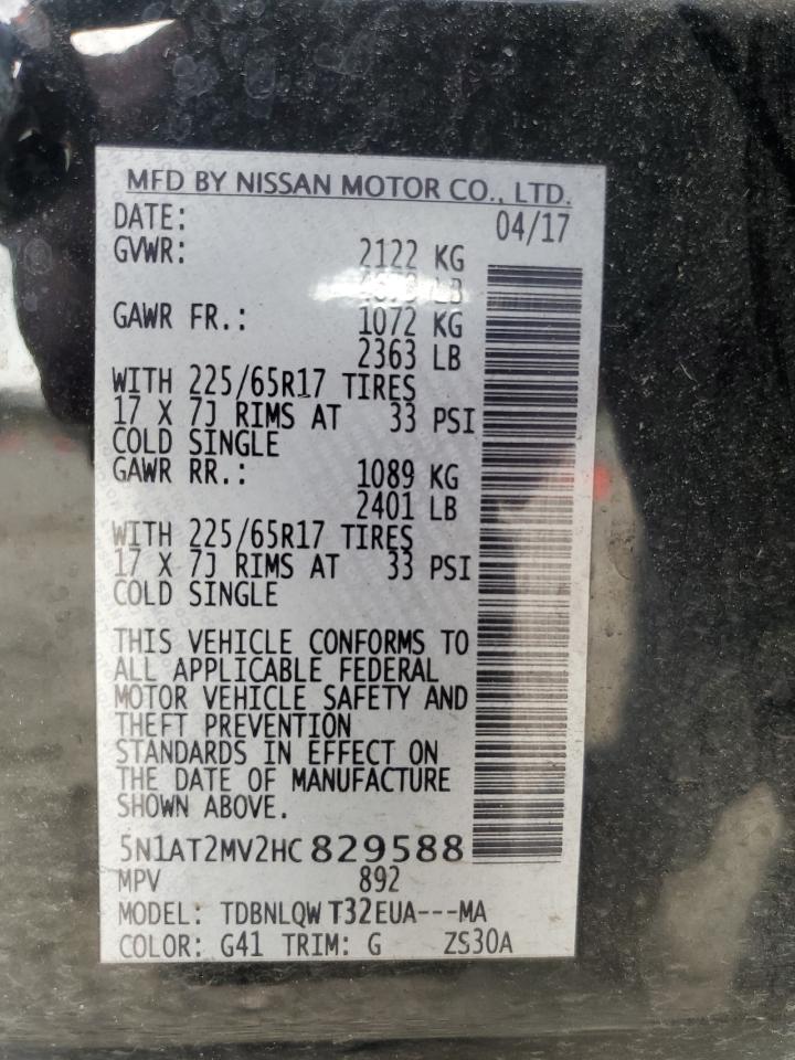 2017 Nissan Rogue Sv VIN: 5N1AT2MV2HC829588 Lot: 80065115