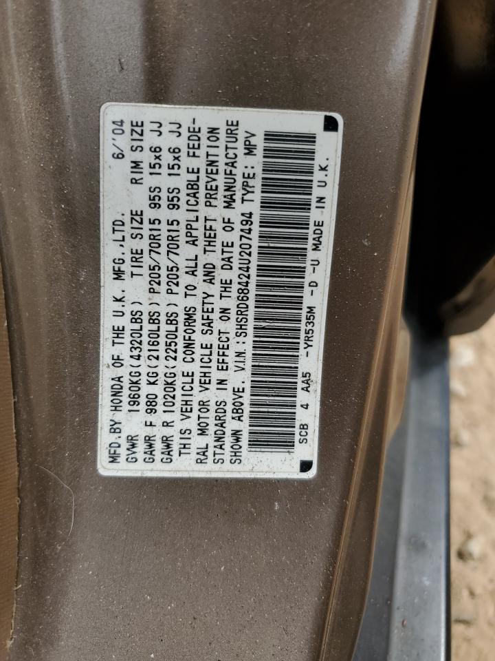 2004 Honda Cr-V Lx VIN: SHSRD68424U207494 Lot: 81745865