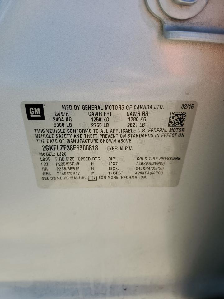 2015 GMC Terrain Denali VIN: 2GKFLZE38F6300818 Lot: 84186865