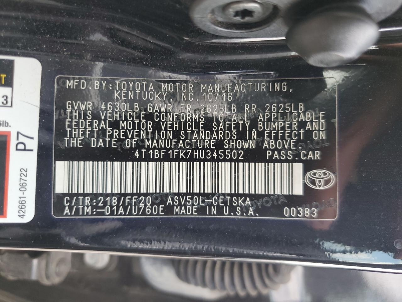 2017 Toyota Camry Le VIN: 4T1BF1FK7HU345502 Lot: 80379725