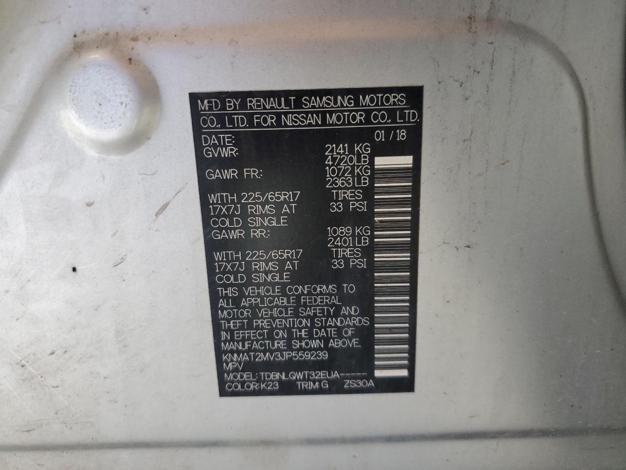 2018 Nissan Rogue S VIN: KNMAT2MV3JP559239 Lot: 80217735