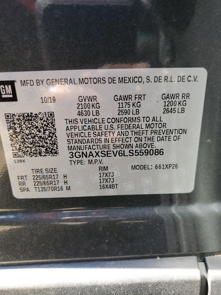 2020 Chevrolet Equinox Ls VIN: 3GNAXSEV6LS559086 Lot: 72098045